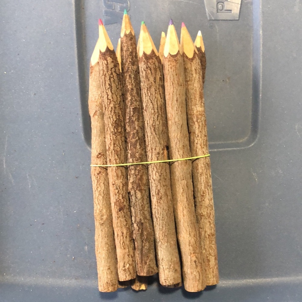 Rustic wood pencil crayons